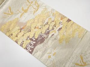 松原に群鶴模様織り出し 袋帯